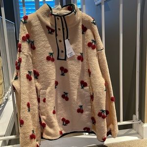 Adorable cherry fleece pullover